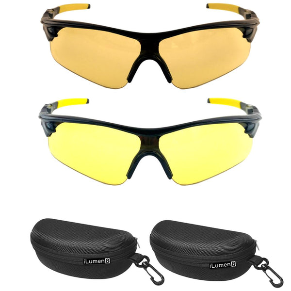 2 pair combo) HD Polarized Night Driving Glasses & 'Pale Yellow
